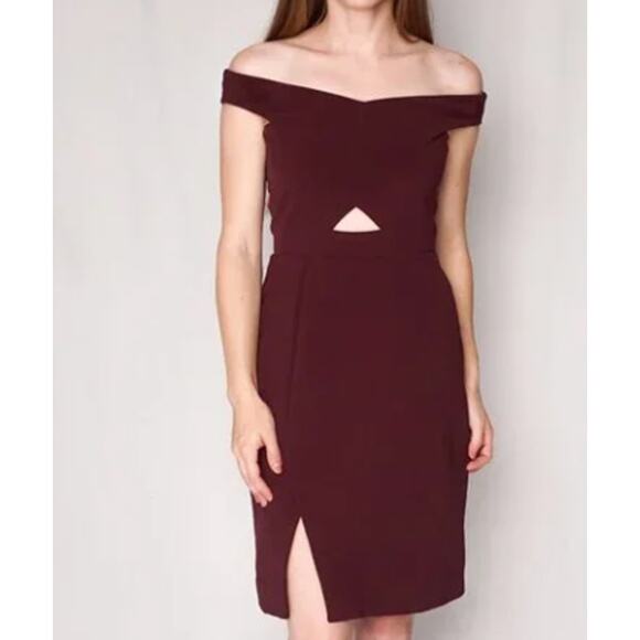 Parker Dresses & Skirts - Parker sheath open keyhole off shoulder maroon burgundy red dress small